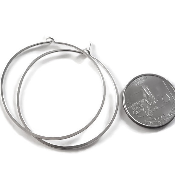 Medium/Mid Sized Classic Wire Hoop Earrings - Picture 9 of 14